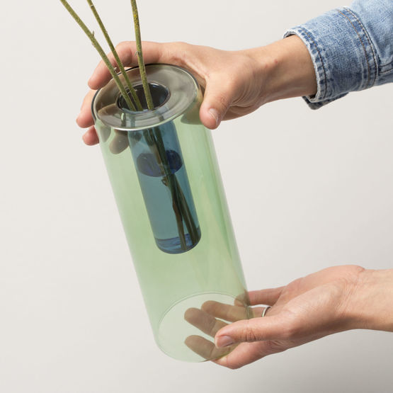 Green Reversible Glass Vase
