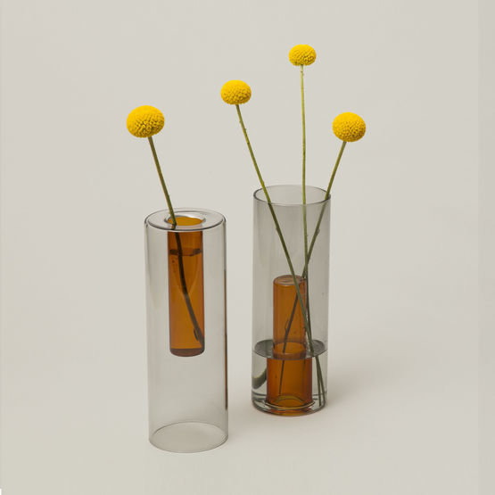 Grey Reversible Glass Vase