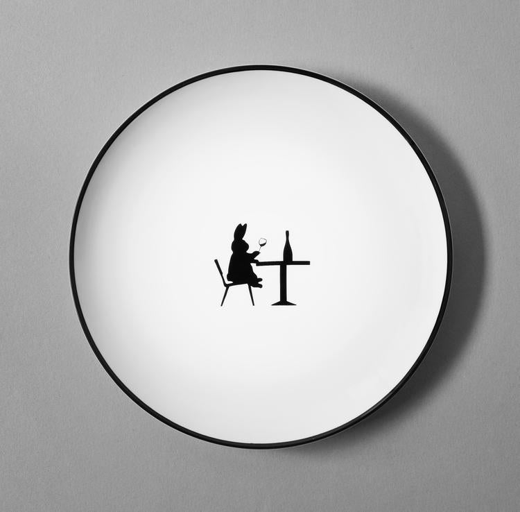 Wine Tasting Rabbit Plate by HAM