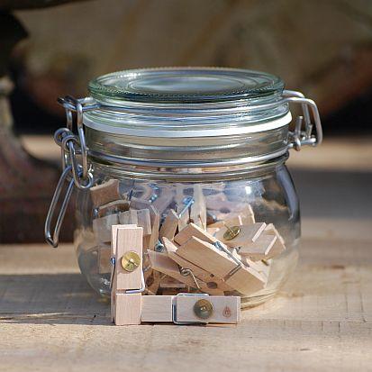 Pot of Wooden Pegs with Pushpin – 25pcs