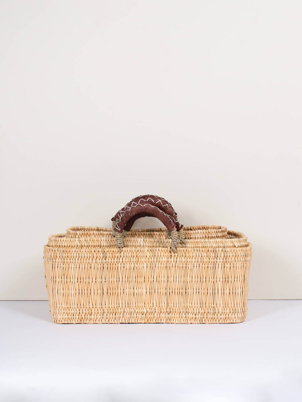 Reed baskets with leather