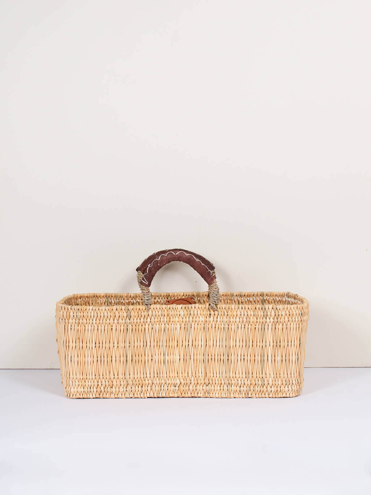 Reed baskets with leather