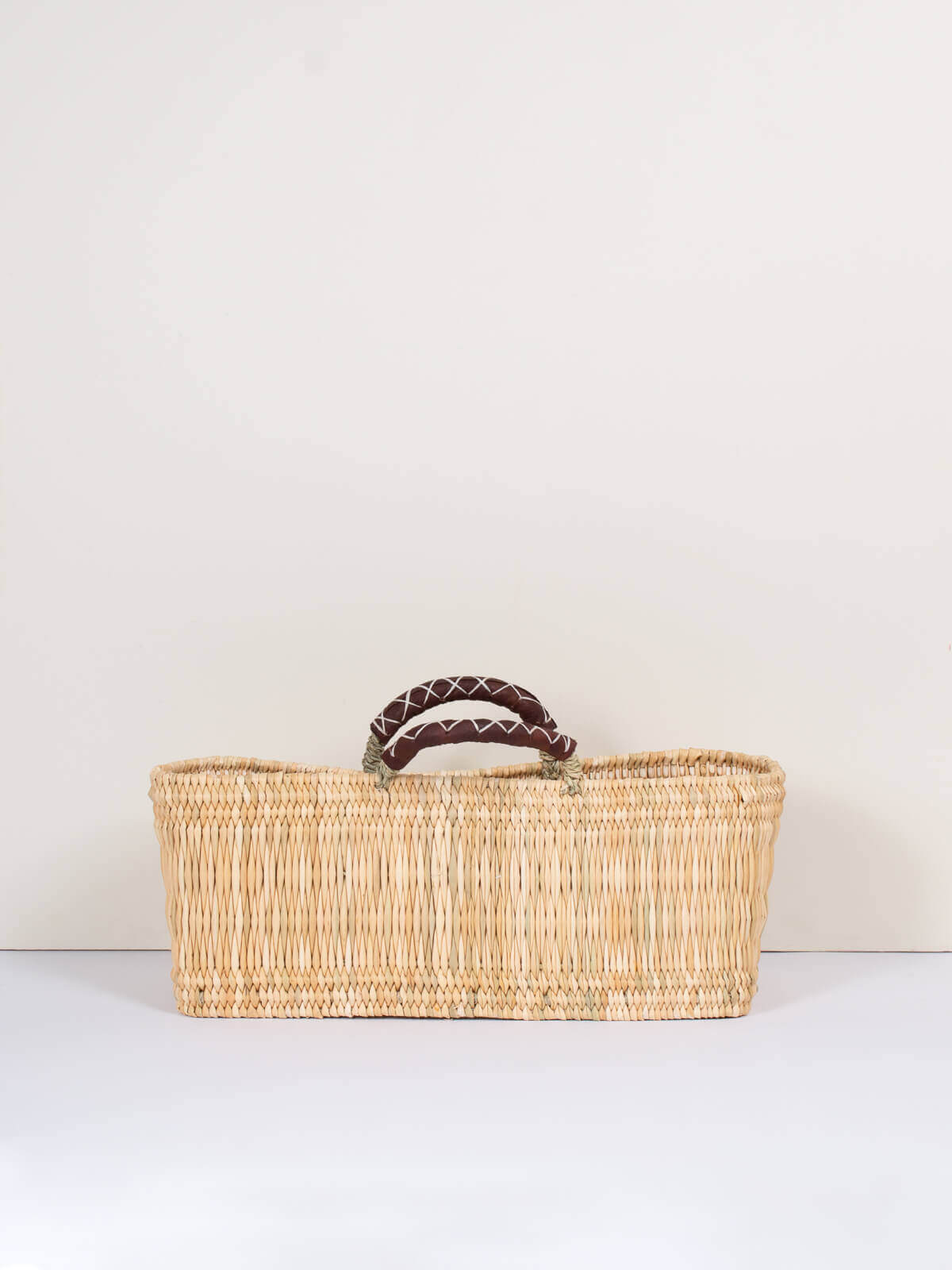 Reed baskets with leather