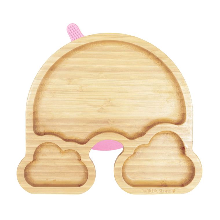 Baby Bamboo Weaning Plate - Our The Rainbow in Baby Pink