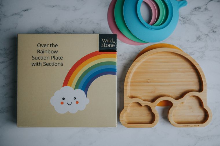 Baby Bamboo Weaning Plate - Our The Rainbow in Baby Yellow