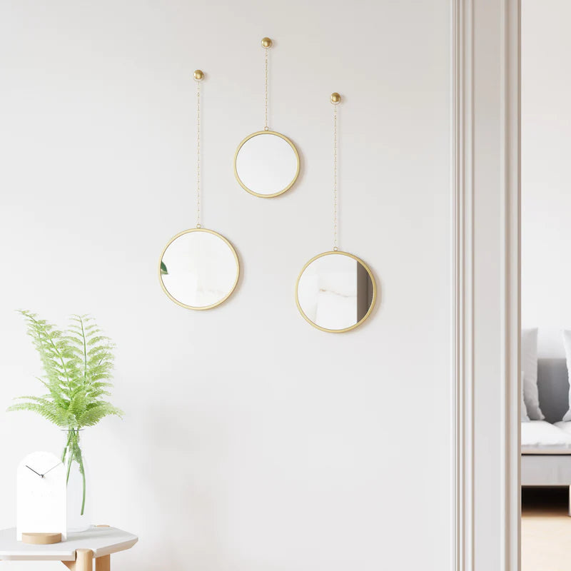 DIMA Round Brass Chain Mirrors - Set Of 3