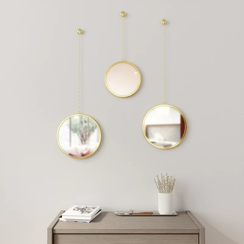 DIMA Round Brass Chain Mirrors - Set Of 3