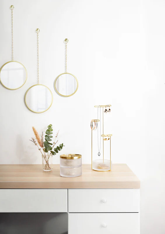 DIMA Round Brass Chain Mirrors - Set Of 3