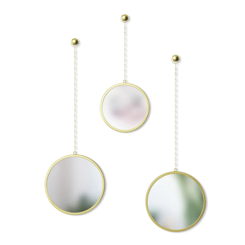 DIMA Round Brass Chain Mirrors - Set Of 3